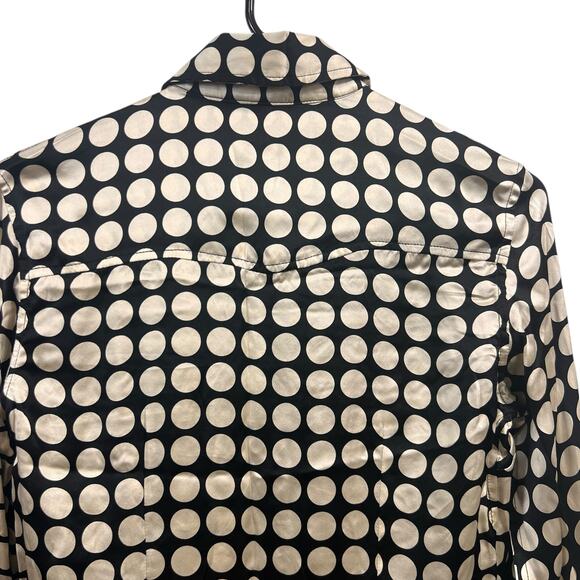 Count De La Liberte Black/White Silk SZ M Women’s Snap Up Blouse Excellent Cond. - Picture 10 of 12